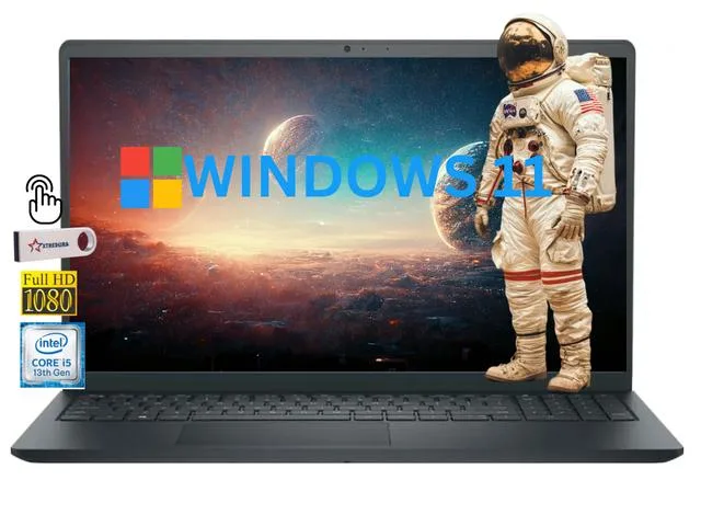 Black Dell Inspiron 3530 laptop, 15.6 inch touchscreen, standard clamshell form, matte finish