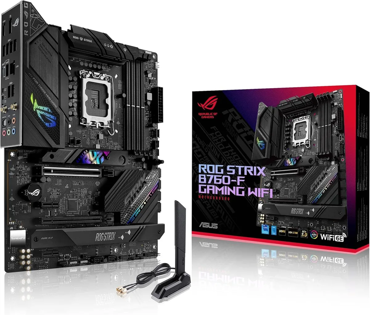 ASUS ASUS ROG Strix B760-F Gaming WiFi Intel B760 13th 12th Gen LGA 1700 ATX Motherboard 16+1 Power Stages DDR5 — product photo