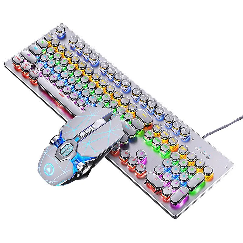 White full-size mechanical keyboard with rainbow RGB backlighting and Cherry MX Clear switches