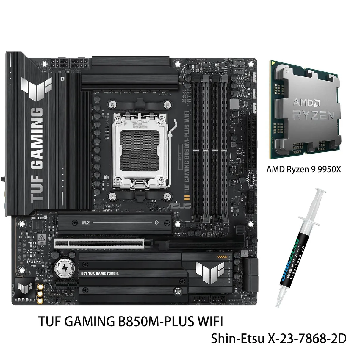 ASUS ASUS TUF GAMING B850M-PLUS WIFI + Ryzen 9 9950X Combo AMD motherboard — 제품 사진