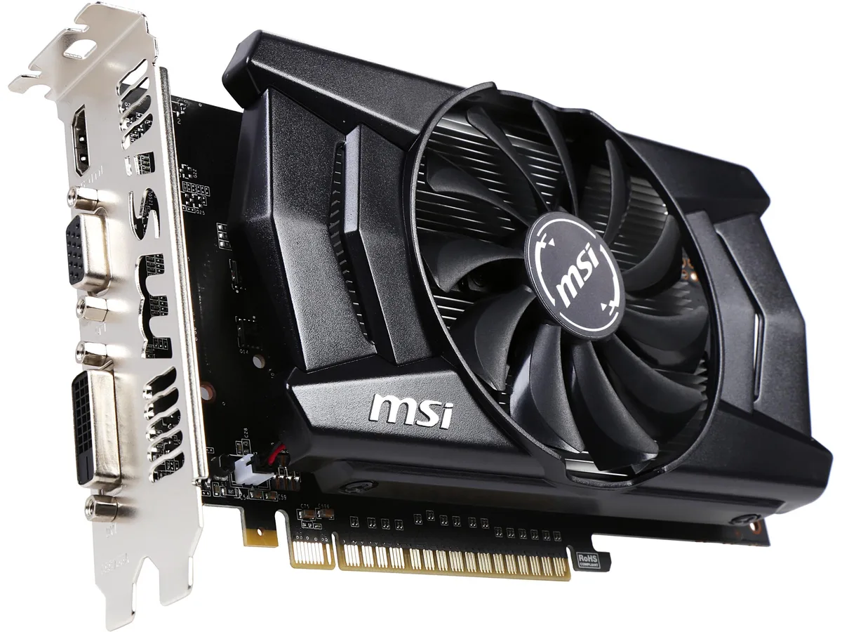 Refurbished MSI GTX 750 Ti graphics card with single fan cooler and metal bracket