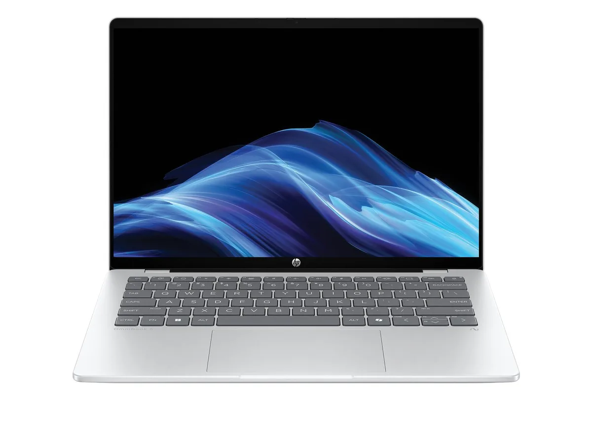 Glacier silver aluminium 14 inch 2K OLED touchscreen laptop