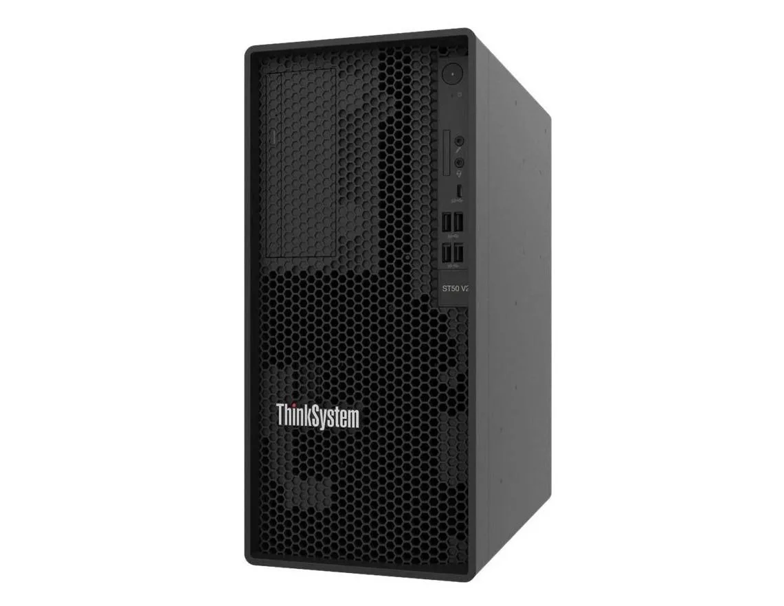 Lenovo ThinkSystem ST50v2 mini tower server with three 3.5 inch drive bays