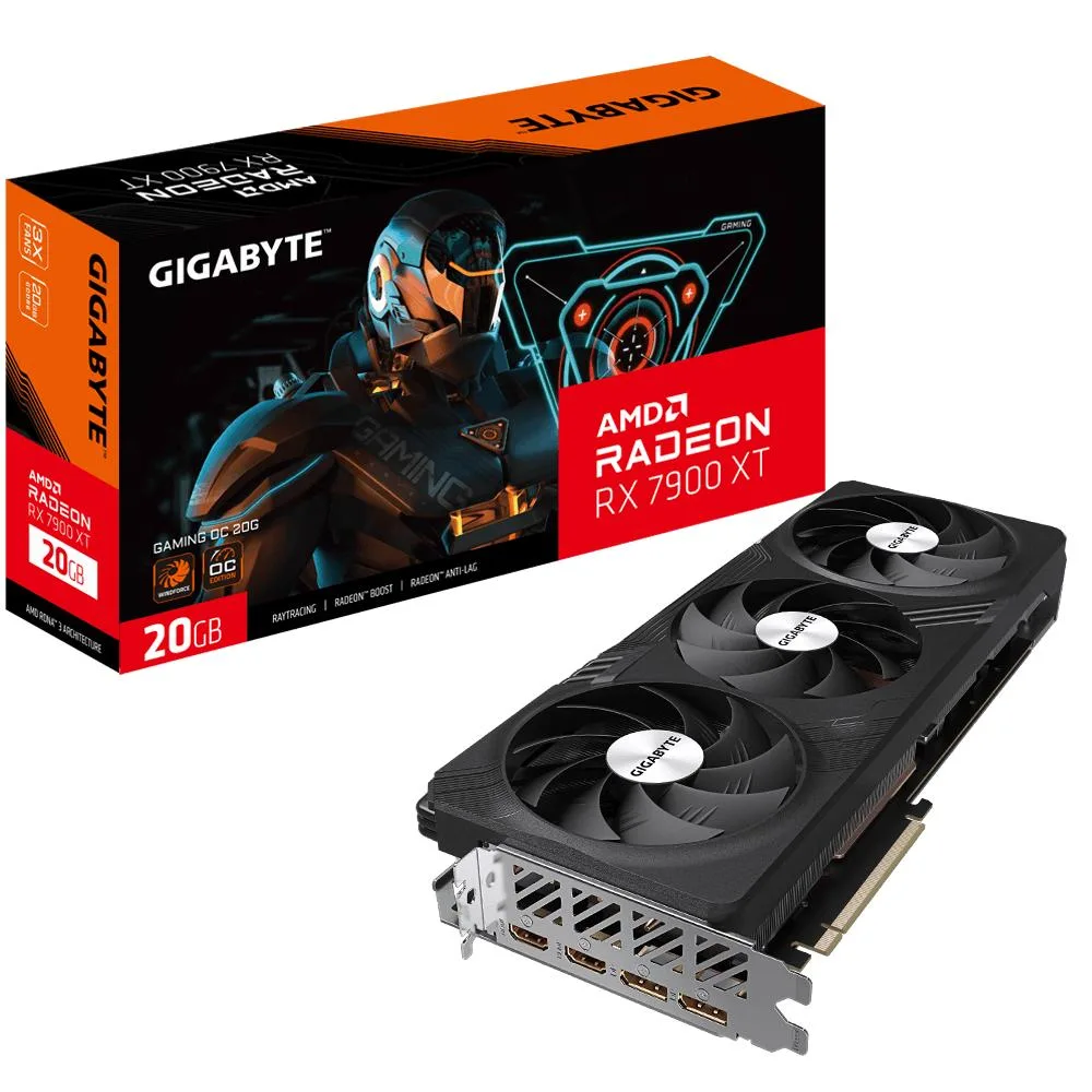 Triple-fan graphics card with metal backplate and RGB lighting