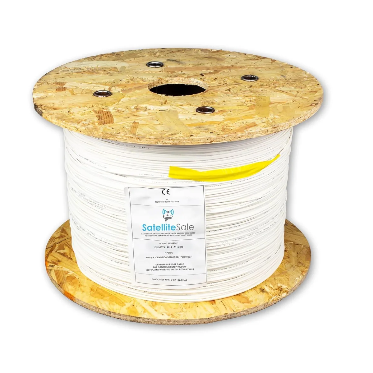 SatelliteSale SatelliteSale N7910D Singlemode Fibre Optic Cable 1000m 3280ft 2.8mm White — produktfoto
