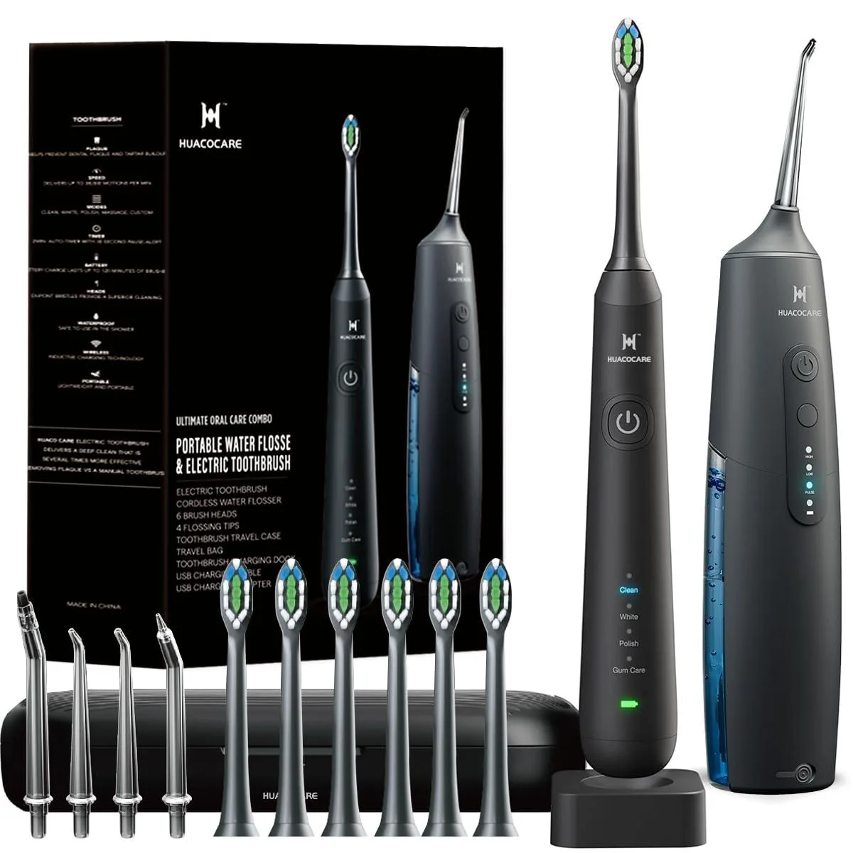 HUACO CARE H3 PLUS 2-in-1 Oral Clean Kit Black — product photo