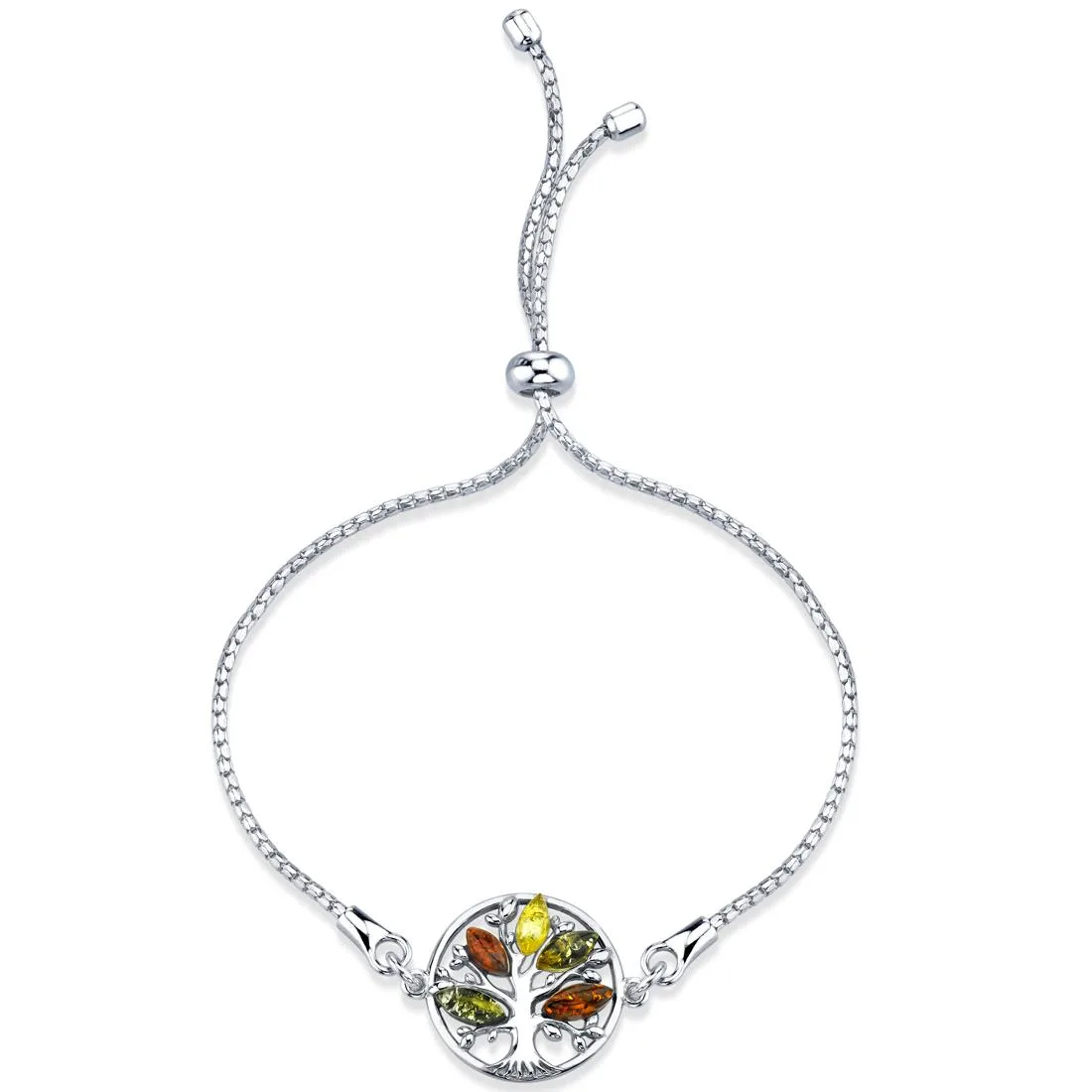 Oravo Oravo Sterling Silver .925 Baltic Amber Tree of Life Adjustable Bracelet — product photo