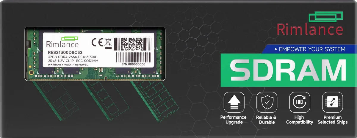 Green rectangular DDR4 SODIMM module with gold contacts and black memory chips