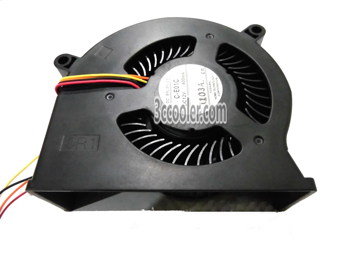Small square cooling fan in two-tone finish with four-wire connector