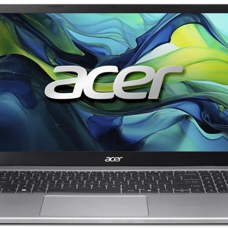 Silver Acer Aspire Go laptop with 15.6 inch FHD display