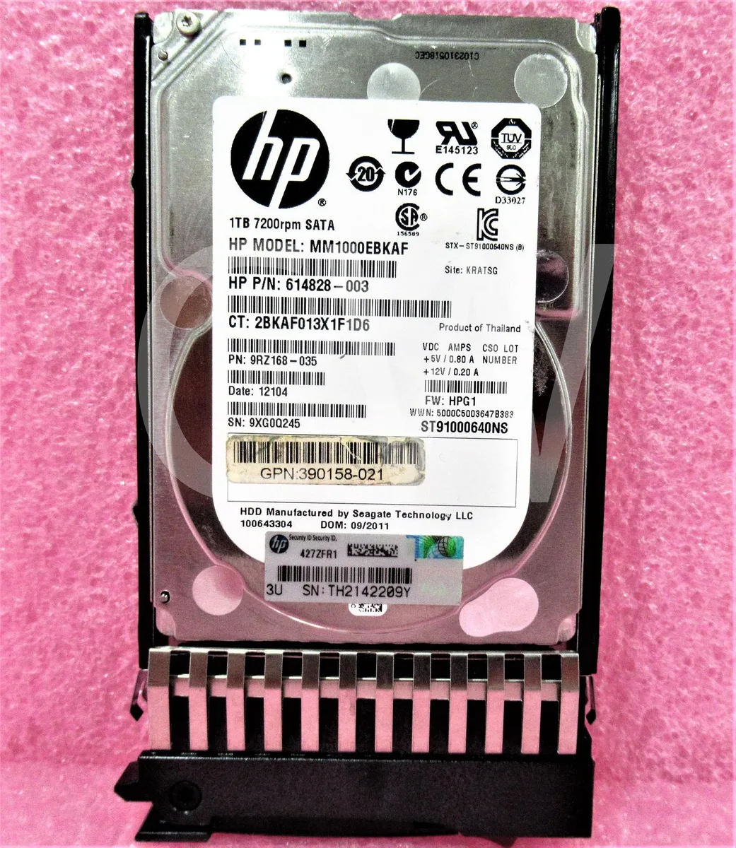 Silver 2.5 inch SATA hard drive with black carrier tray