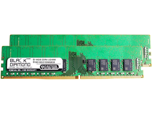 Black Diamond Memory Black Diamond Memory BD16GX22133MQE28 32GB (2x16GB) DDR4 2133 ECC Unbuffered server RAM — foto del prodotto