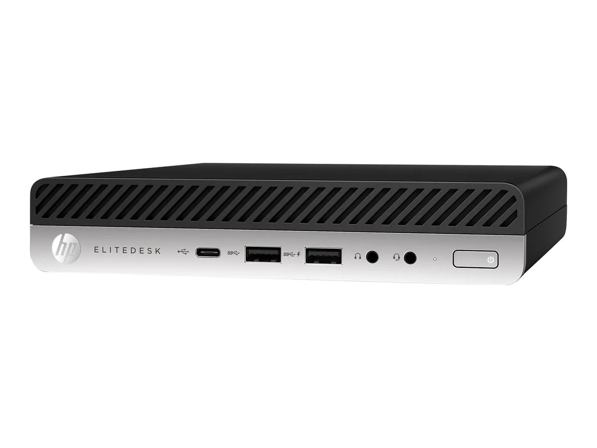 Compact black mini desktop PC with front ports