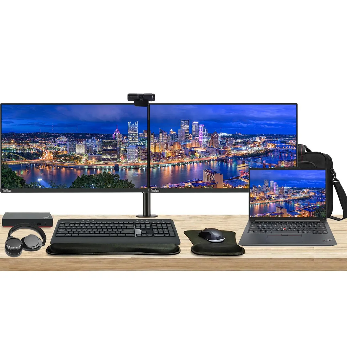 Lenovo Lenovo ThinkPad E14 Gen 5 14" Ryzen 5 7530U 8GB 256GB SSD Bundle with Dual 27" Monitors, Dock, MK670 Kit — foto do produto