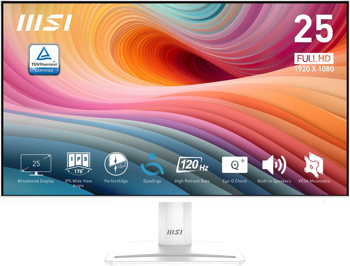 MSI MSI PRO MP251W E2 24.5" FHD 120Hz IPS White monitor — product photo