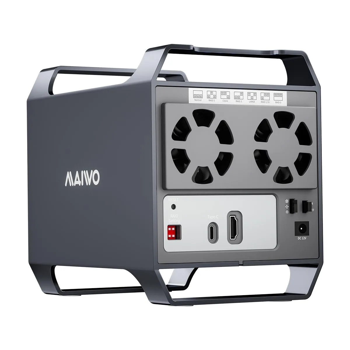 MAIWO MAIWO 4 Bay 3.5" SATA RAID Enclosure 96TB USB 3.0/3.1 Fan Grey — Produktfoto