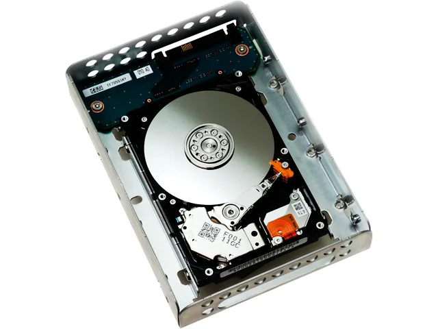 Silver 2.5-inch enterprise drive mounted in a 3.5-inch SAS LFF frame