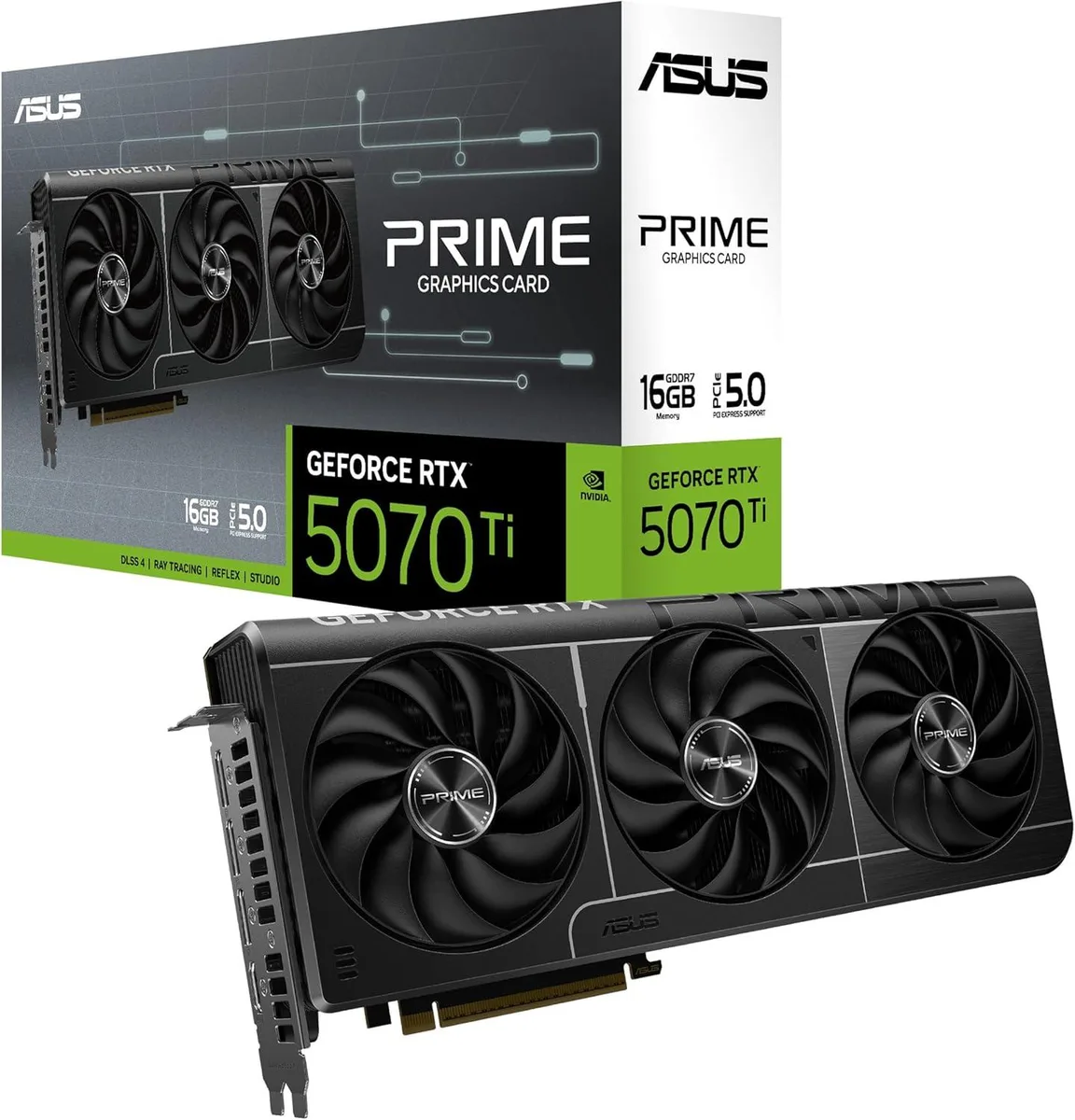 ASUS PRIME GeForce RTX 5070 Ti graphics card black triple-fan 2.5-slot design