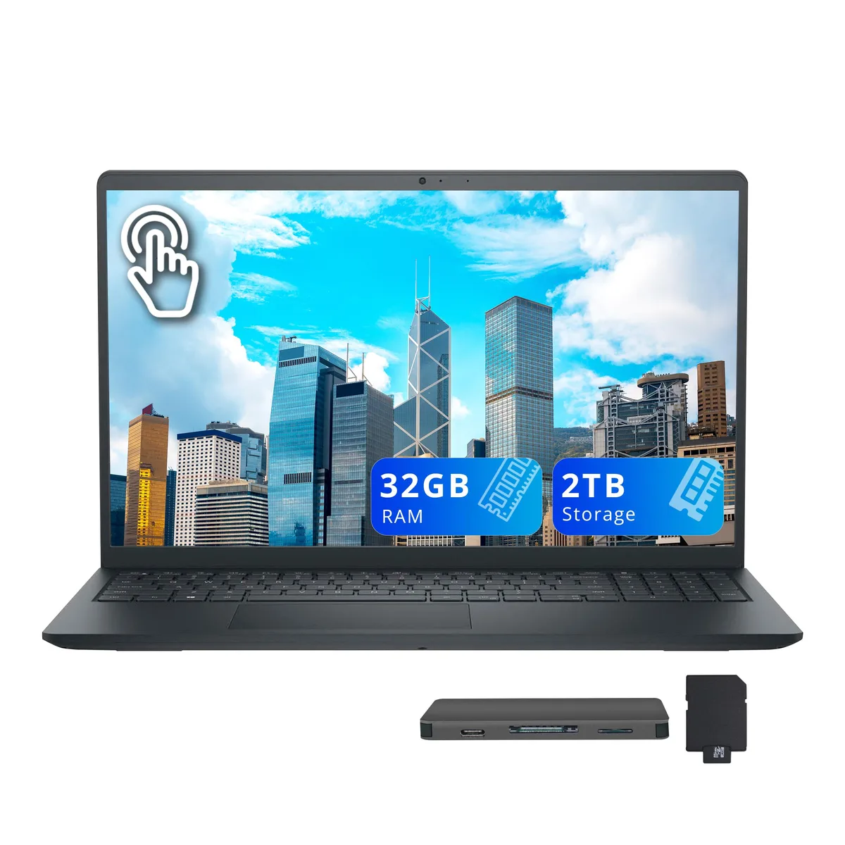 DELL DELL 15.6" FHD Touchscreen Business Laptop i5-1334U 32GB 1TB SSD + 1TB Docking Station Set Carbon Black — tuotekuva