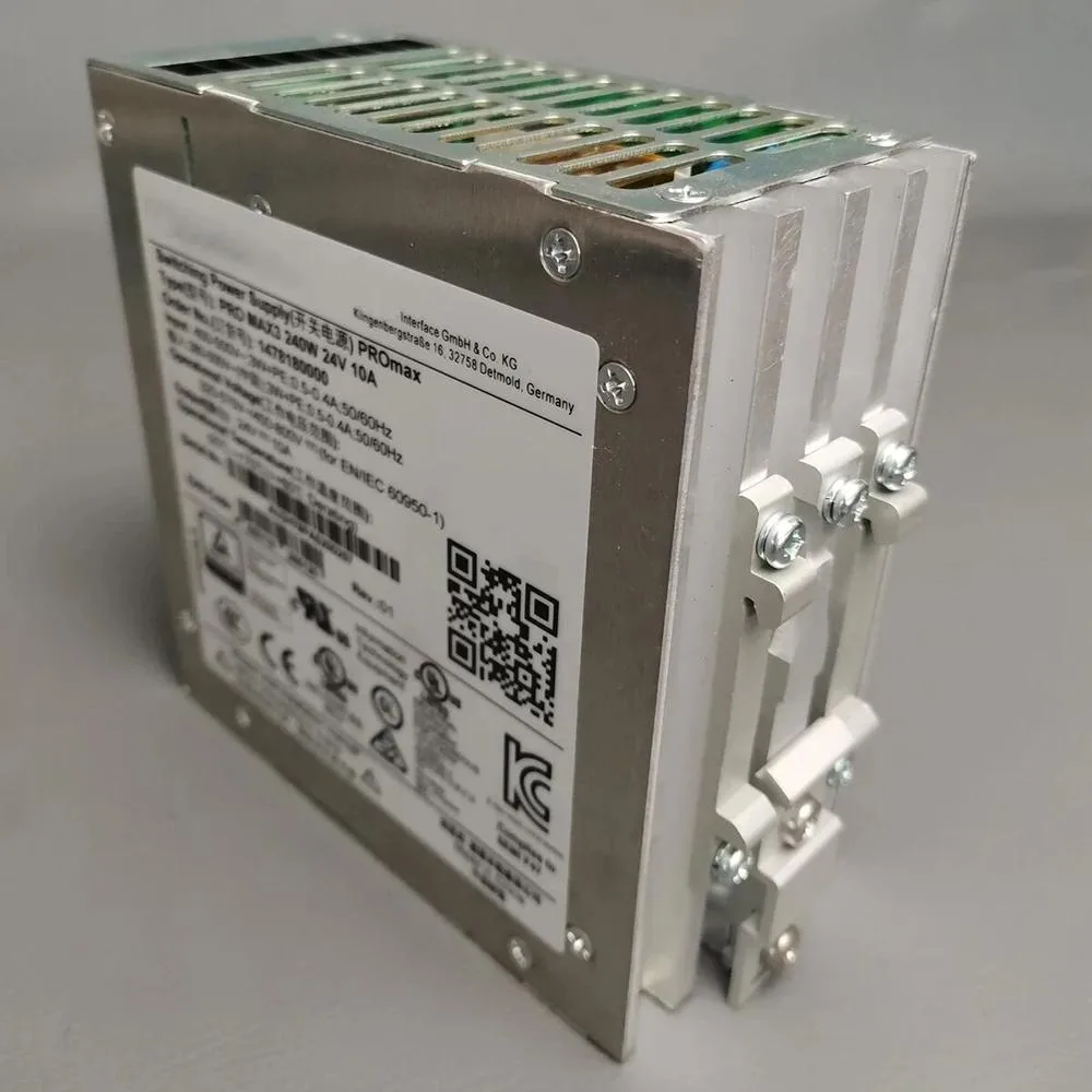 Rectangular metal ATX power supply unit with ventilation grille and label showing 240W 24V 10A