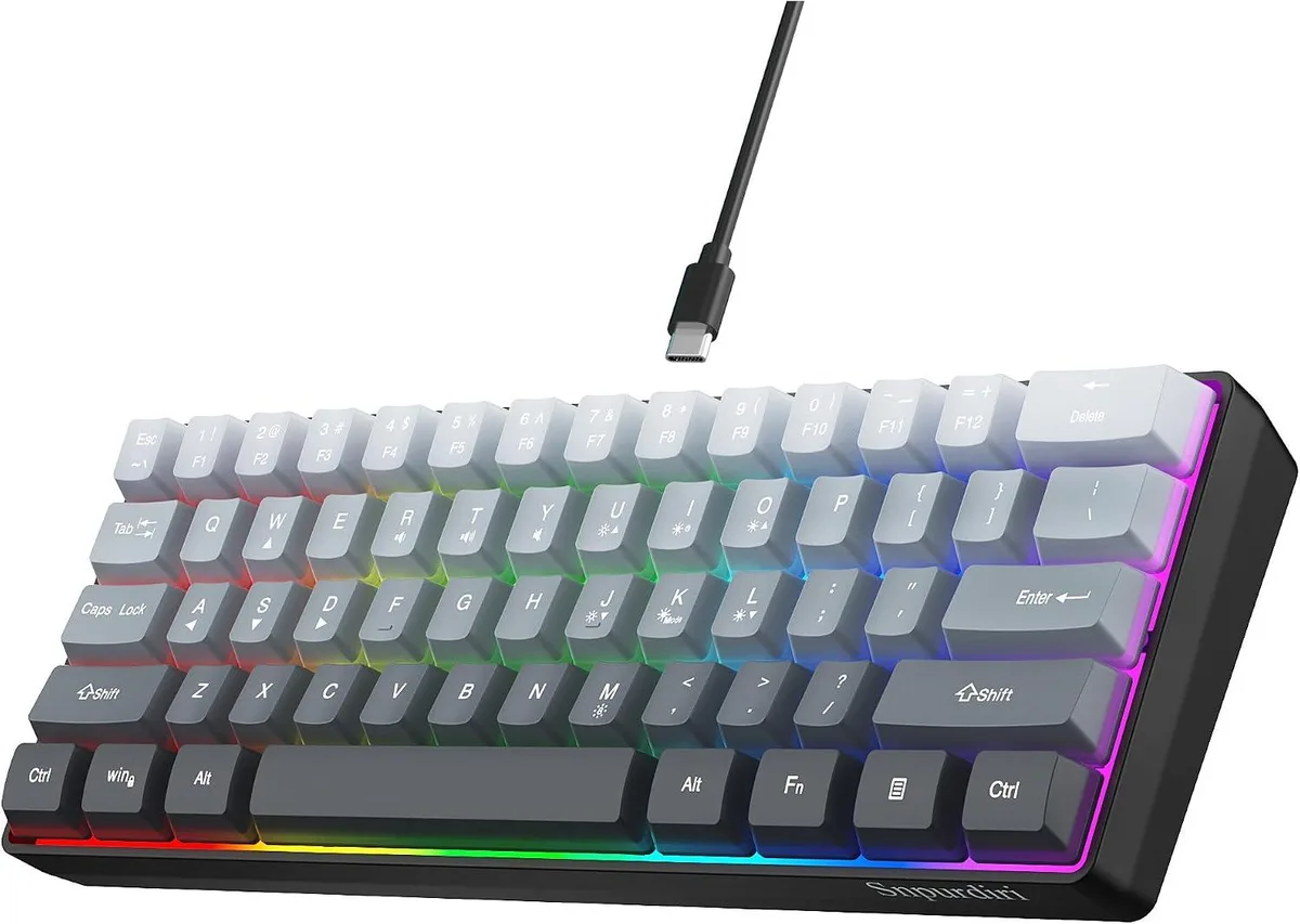TUKO TUKO 60% Wired Gaming Keyboard 61 Keys Grey-Black — produktbild