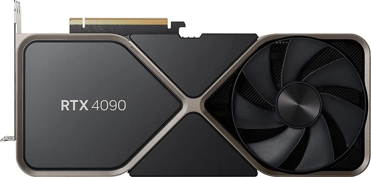 Titanium and black Founders Edition graphics card with dual axial fans and metal shroud