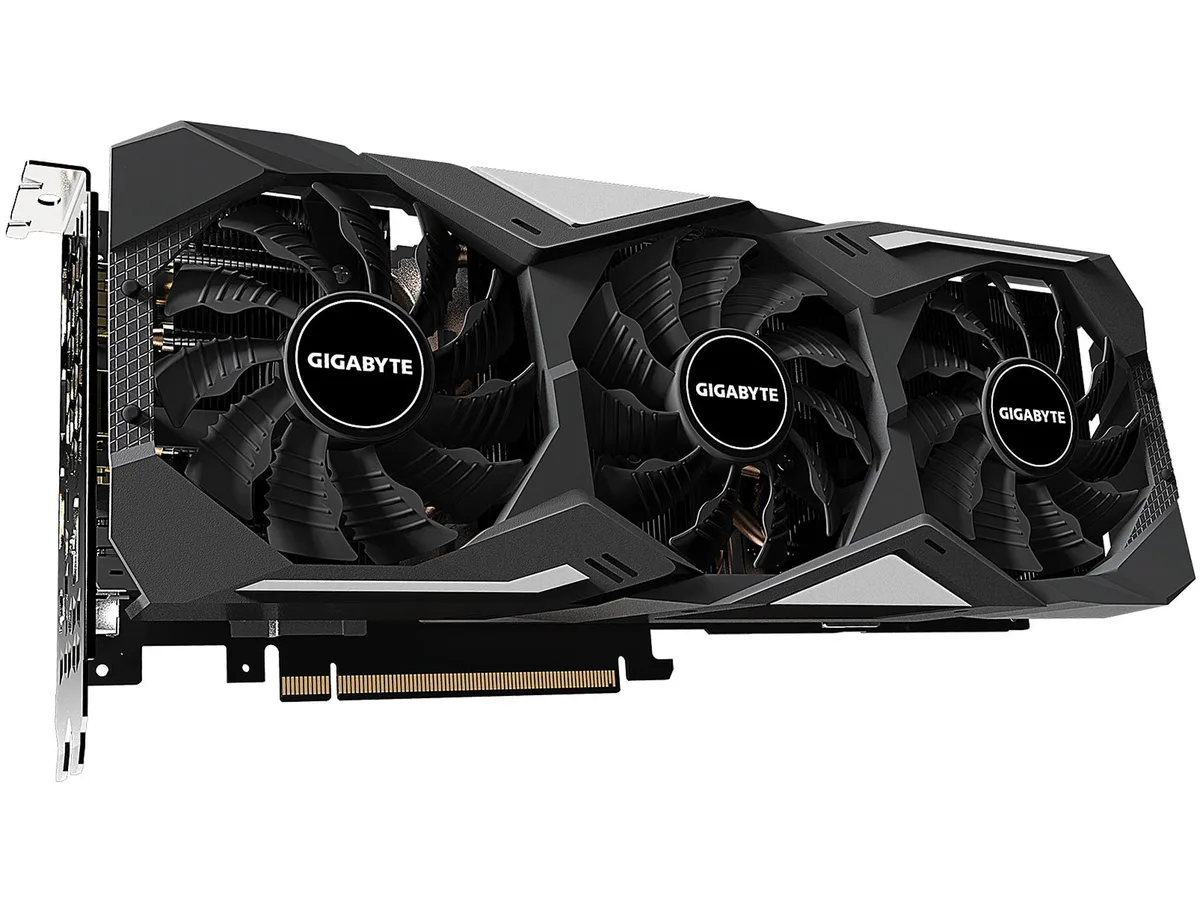 GIGABYTE GeForce RTX 2070 SUPER graphics card with three axial fans and a silver backplate