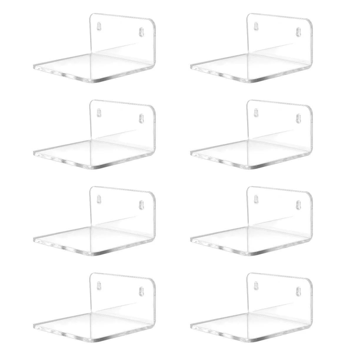 Knape &amp; Vogt 89WH10618 Mini Floating Wall Shelf Acrylic Clear 8 Pack 3.96x3.46x1.97 in — fotografia produktu