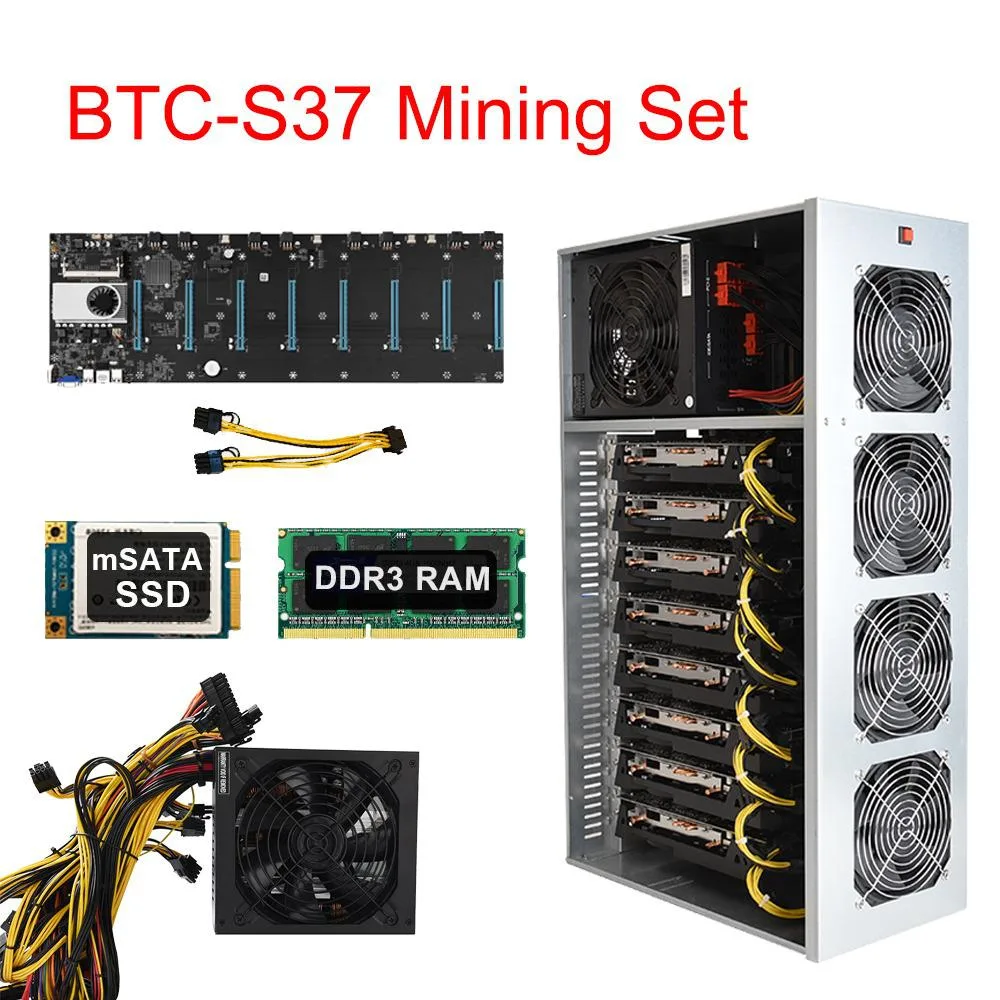 Pstaroth Pstaroth BTC-S37 8 GPU Server Chassis 1800W PSU 4G DDR3 128G mSATA SSD — fotografija izdelka