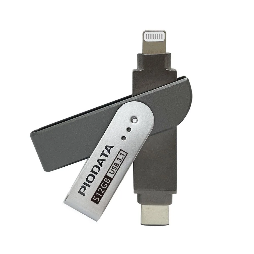 PIODATA PIODATA iXflash 512GB USB 3.1 Type-C Lightning USB flash drive — תמונת המוצר