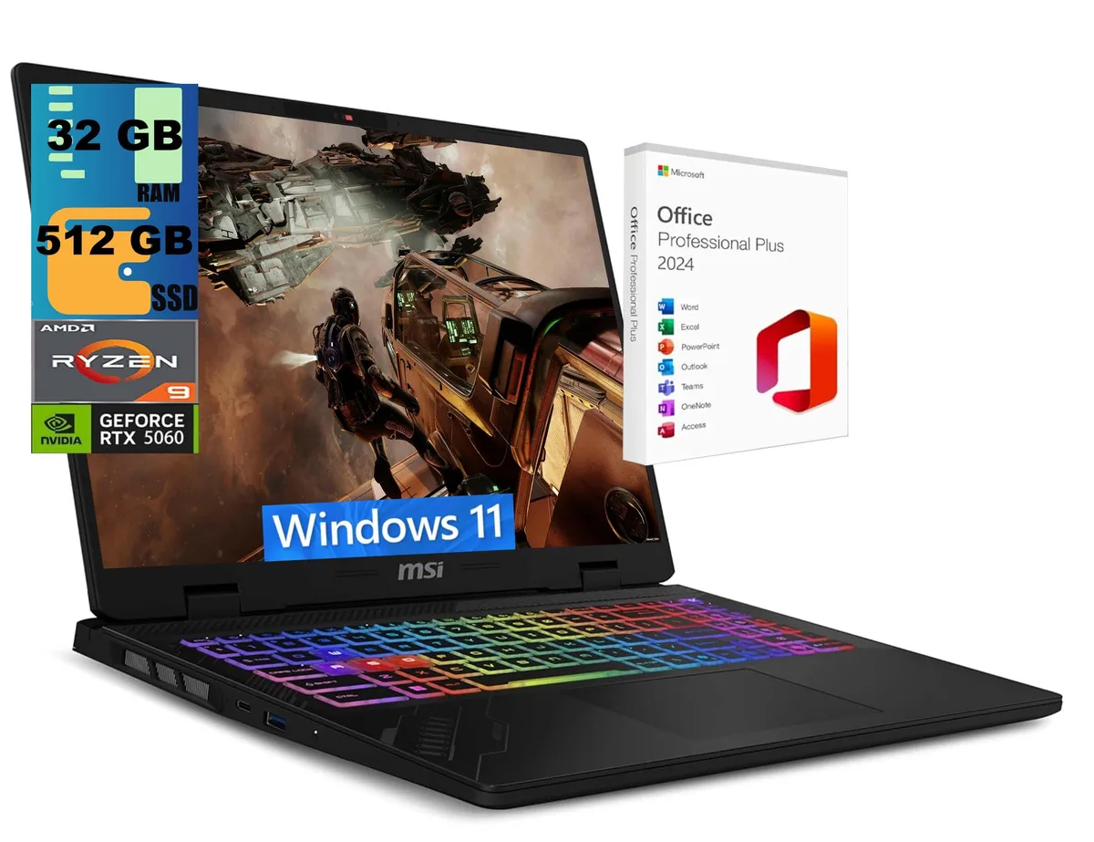MSI MSI Crosshair A16 gaming laptop 16" QHD+ 240Hz Ryzen 9 8940HX RTX 5060 32GB 512GB — product photo