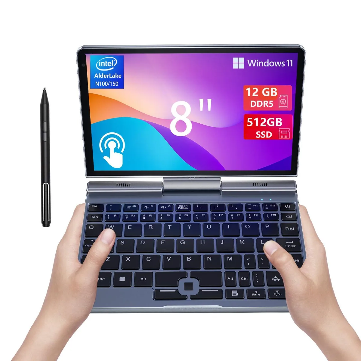 KOOFORWAY KOOFORWAY P8 2-in-1 laptop 8″ N100 12 GB 512 GB Silver — φωτογραφία προϊόντος