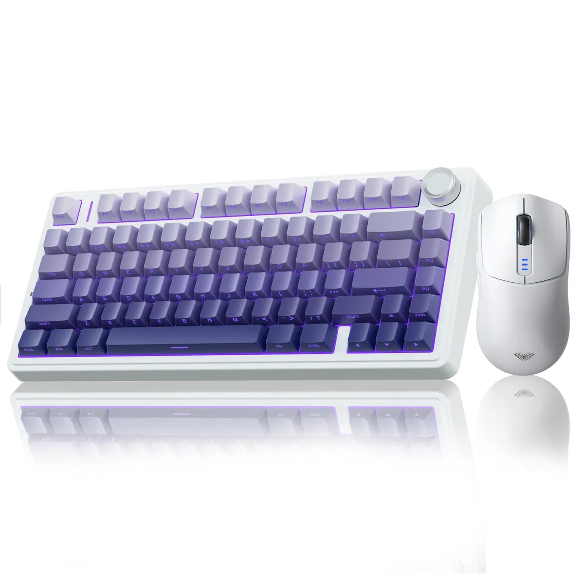 White 75% gasket keyboard with matching SC580 mouse