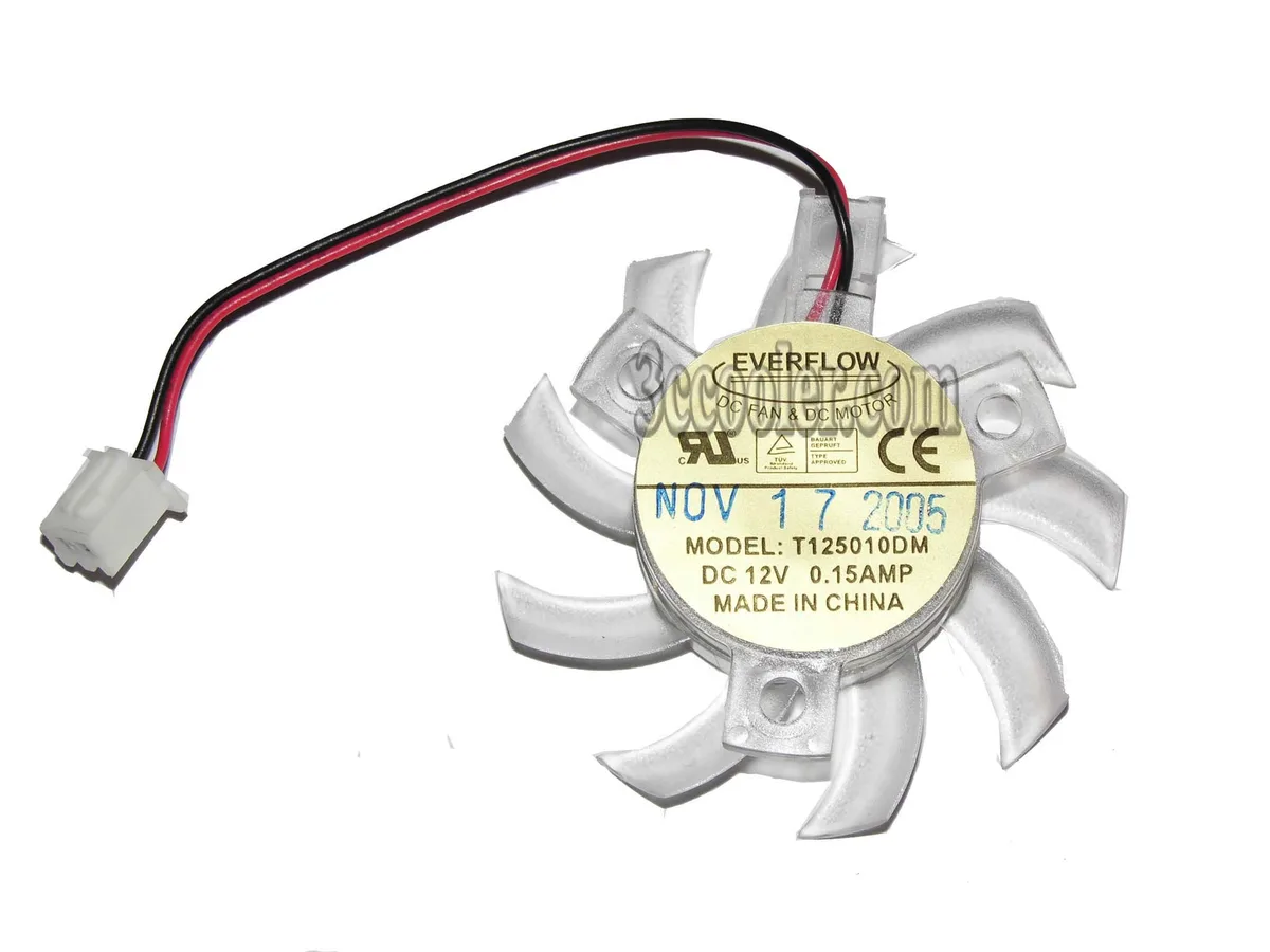 Transparent blade fan with two-pin power connector