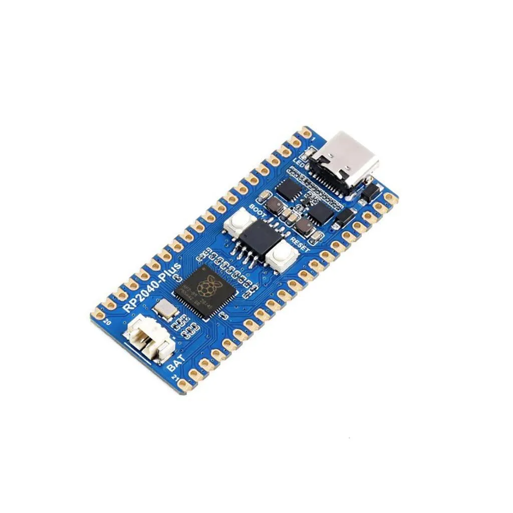 Green rectangular circuit board with USB-C port and castellated edges