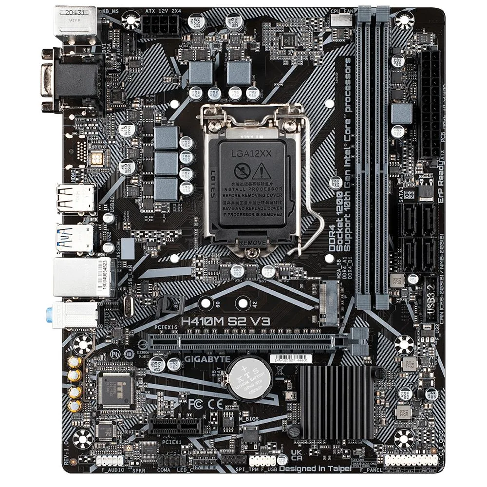 Green micro-ATX motherboard with black slots and silver heatsinks