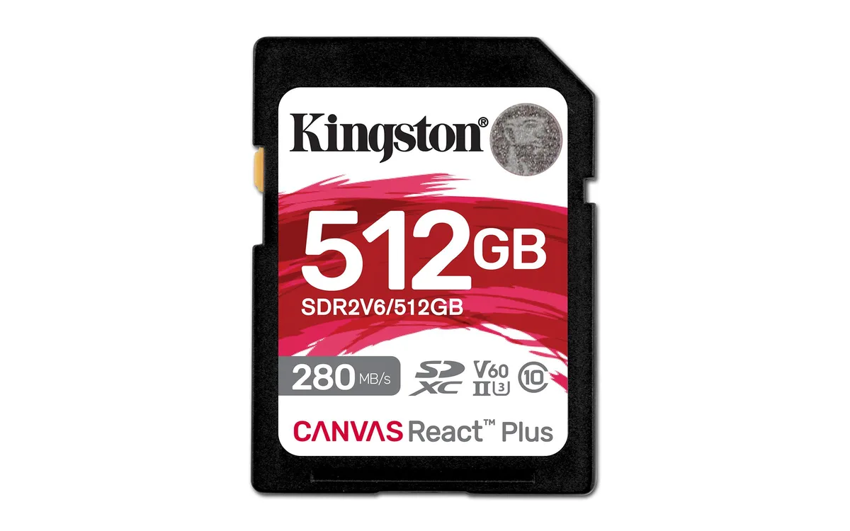 Kingston Technology Corp. Kingston Technology Corp. SDR2V6/512GB 512GB SDXC Canvas React Plus UHS-II U3 V60 memory card — صورة المنتج