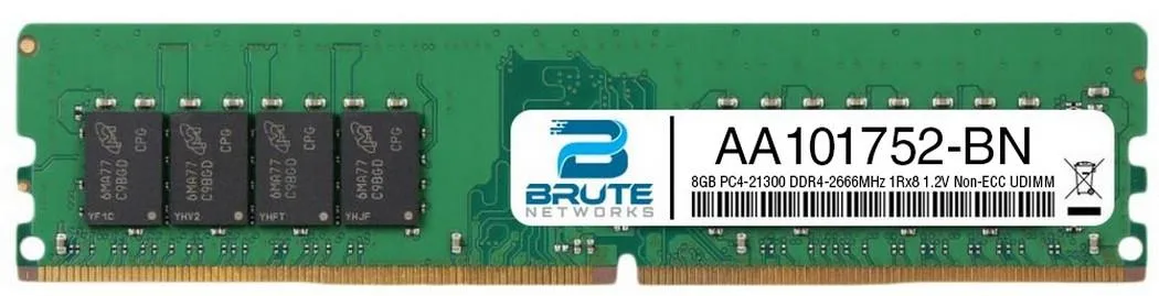 Green printed circuit board with black memory chips and gold edge connector