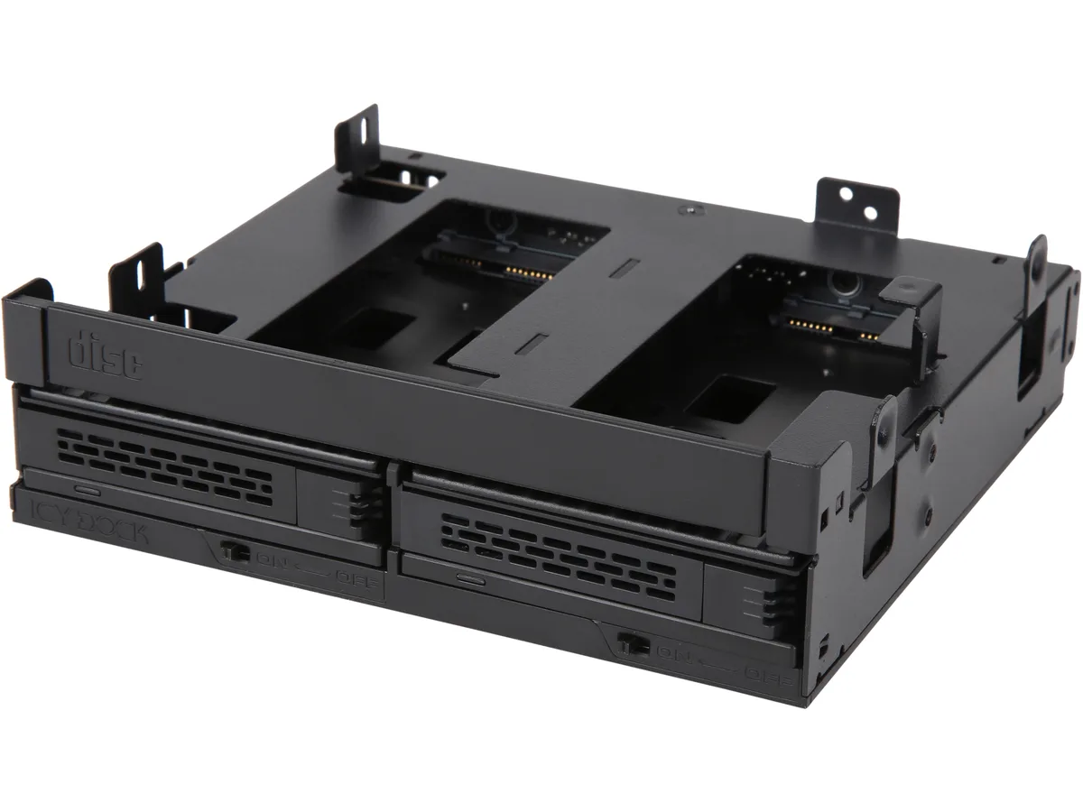 ICY DOCK ICY DOCK MB732SPO-B Dual 2.5" SAS/SATA HDD/SSD Cage + Ultra Slim/Slim ODD Bracket for 5.25" Bay hdd accessory — Produktfoto