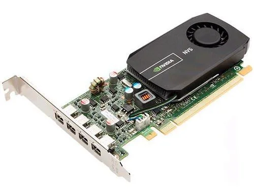 Low-profile graphics card with four mini-DisplayPort outputs and a single-slot cooler