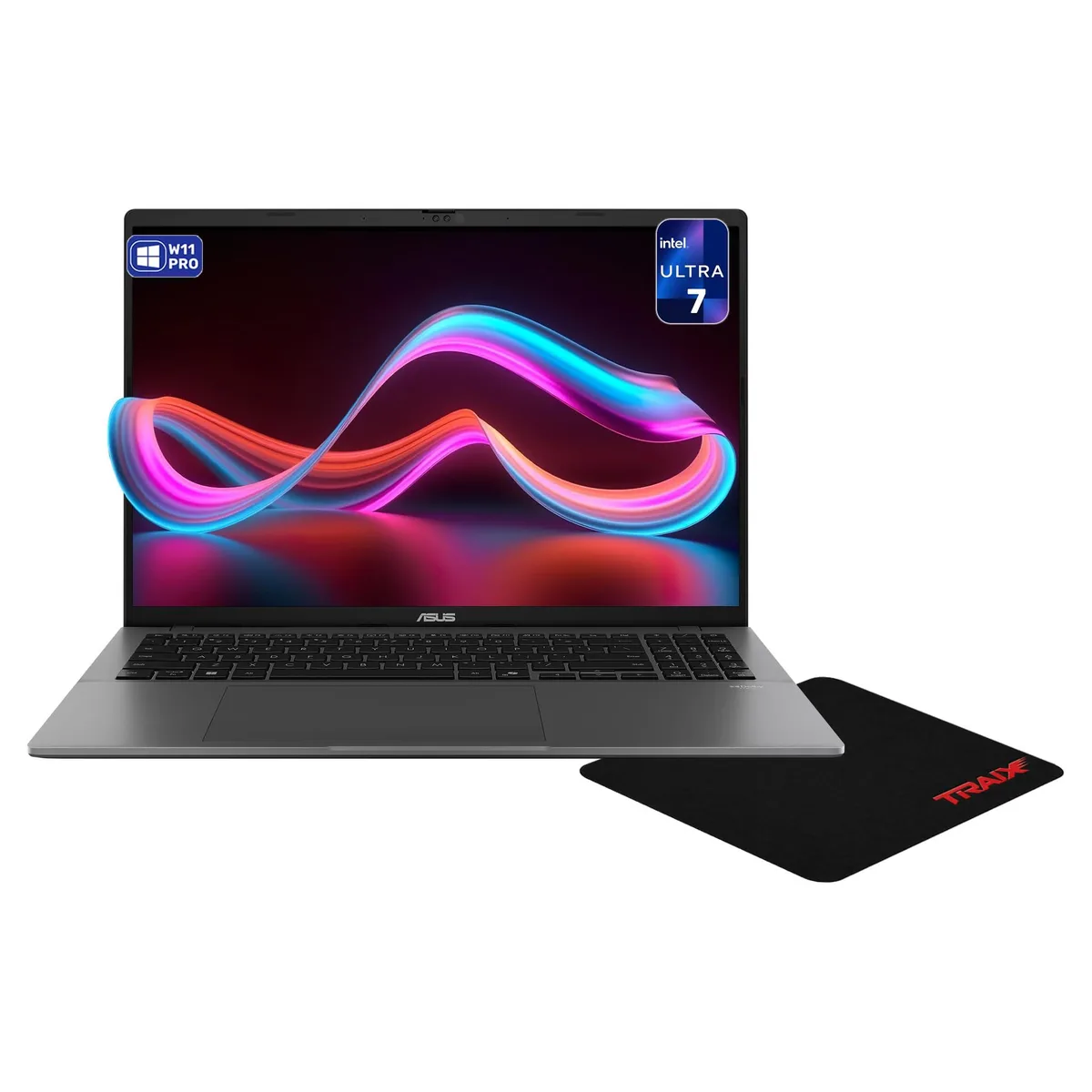 Matte gray 16 inch laptop with OLED touchscreen display