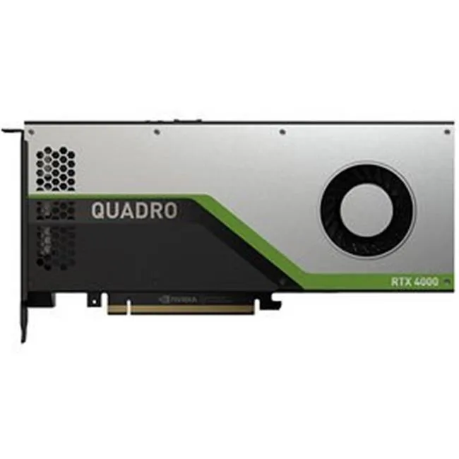 Silver workstation graphics card with dual-slot cooler and 8 GB GDDR6