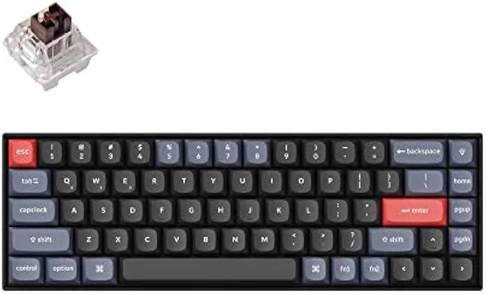Compact 65 percent mechanical keyboard with RGB backlighting and brown switches