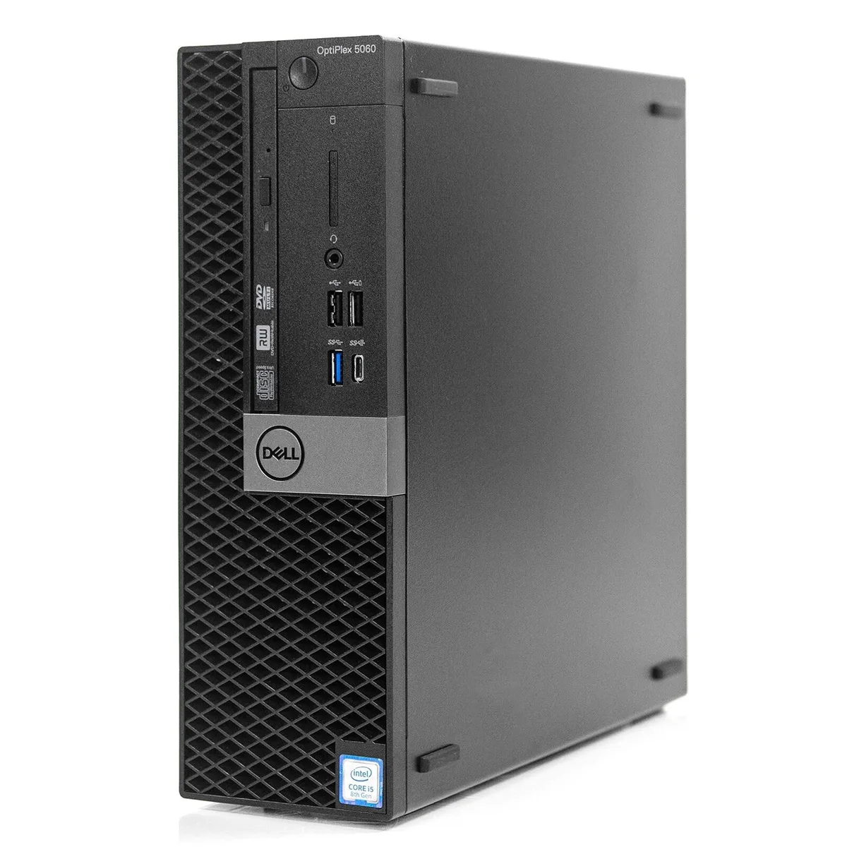 Small black tower desktop with optical drive slot
