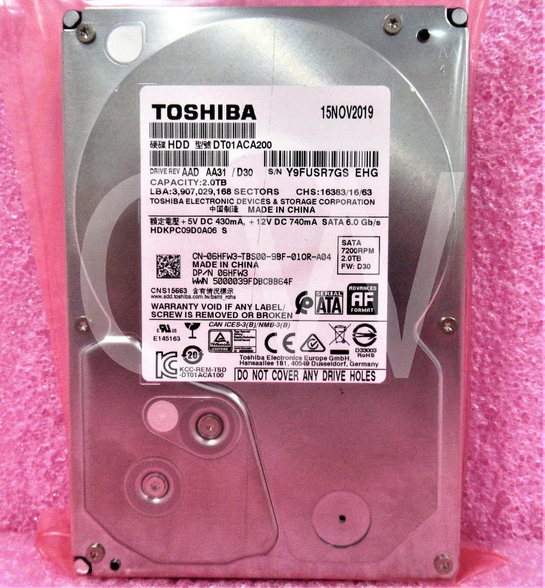 DELL DELL DT01ACA200 2TB 7200RPM 3.5" SATA internal hard drive — 商品照片