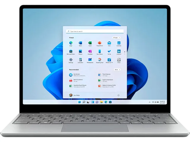 Platinum aluminium laptop with 12.4 inch 3:2 touchscreen display