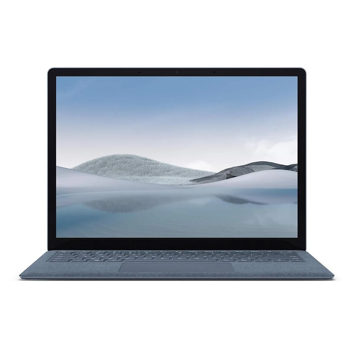 Ice Blue aluminium laptop with 13.5 inch touchscreen display, closed clamshell form factor