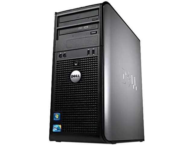 Refurbished Dell OptiPlex 760 tower desktop, matte black chassis with front USB and optical drive
