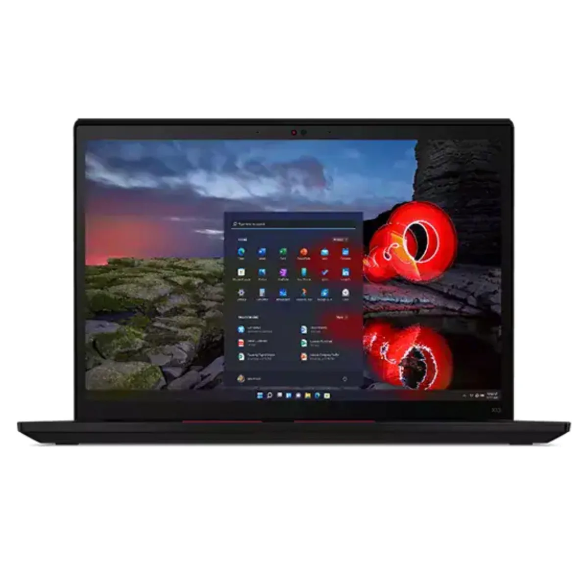 Black Lenovo ThinkPad X13 Gen 2 laptop, 13.3 inch matte display, closed lid, compact rectangular form factor