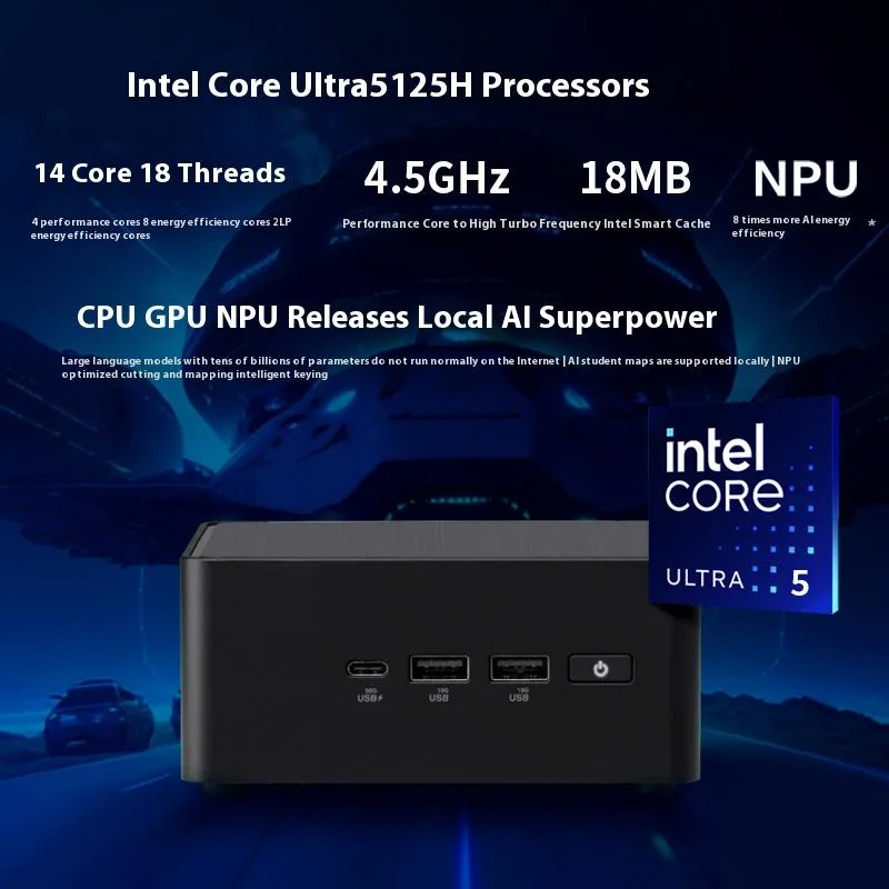 Intel Intel NUC 14 Pro Mini Core Ultra 5 125H Thick Black barebone mini PC — fotografie produktu